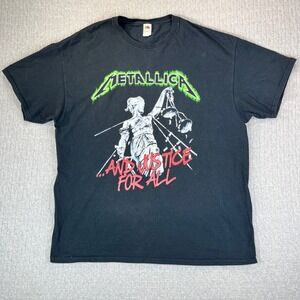 Metallica And Justice For All Black Graphic T Shirt Size XL Fruit of the Loom